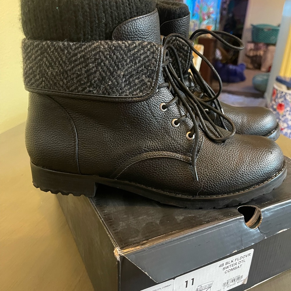WORN 1X!! Torrid sweater lined combat boots!